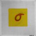 Who's Afraid - Verbal no. 28/ UFO no. 4 Red object (tie wrap) on yellow square on semi transparent cotton fabric. 30 x 30 x 2 Who's Afraid - Verbal no. 28/ UFO no. 4 -2019